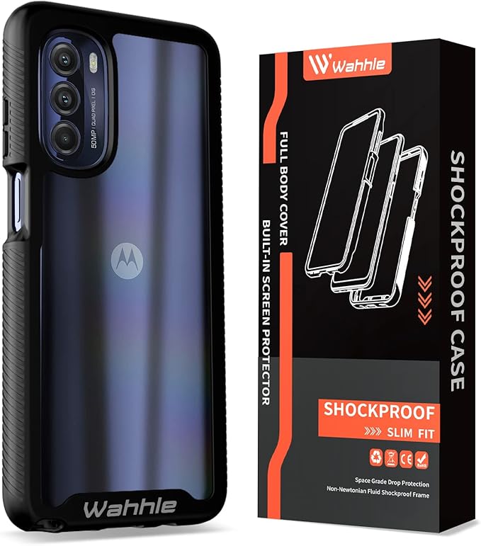 wahhle Compatible with Moto G Stylus 5G 2022 Case (Not Fit 2021 Version), Built in Screen Protector Full Body Shockproof Slim Fit Bumper Protective Phone Cover for G Stylus 5G 2022-Black/Clear