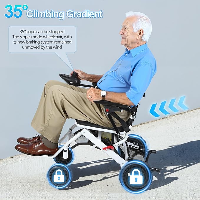 Electric Wheelchair for Adults, Portable Travel Motorized Wheelchair Lightweight Foldable Power Wheelchair with 500W Dual Motors 12 Mile Range with Compact Design for Elderly Disabled (White)