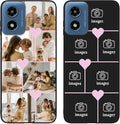Personalized Photo Case for Motorola Moto G Play 2024 6.5 inch, Thin Slim Soft Rubber Black Phone Cover, Custom Picture Collage Pink Heart Cute Case for Women Girl, Gift for Birthday Anniversary