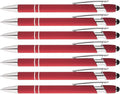 Express Pencils Rainbow Rubberized Soft Touch Ballpoint Pen with Stylus Tip is a stylish, premium metal pen, black ink, medium point -.Box of 7 (RED)