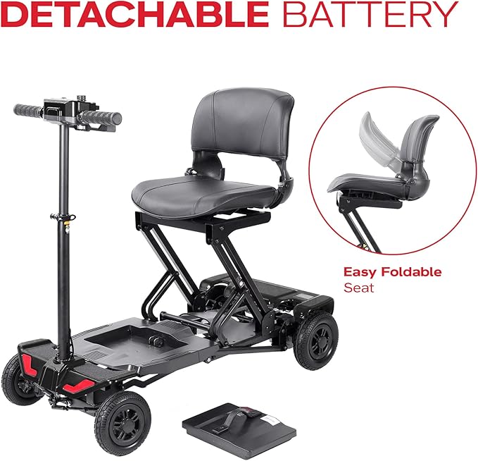 Rubicon FX70 Automatic Foldable Mobility Scooter for Adults, One Click Fold and Unfold, with Longest Range, Heavy-Duty, 4 Wheel Scooter with Lithium Battery. (Model11)