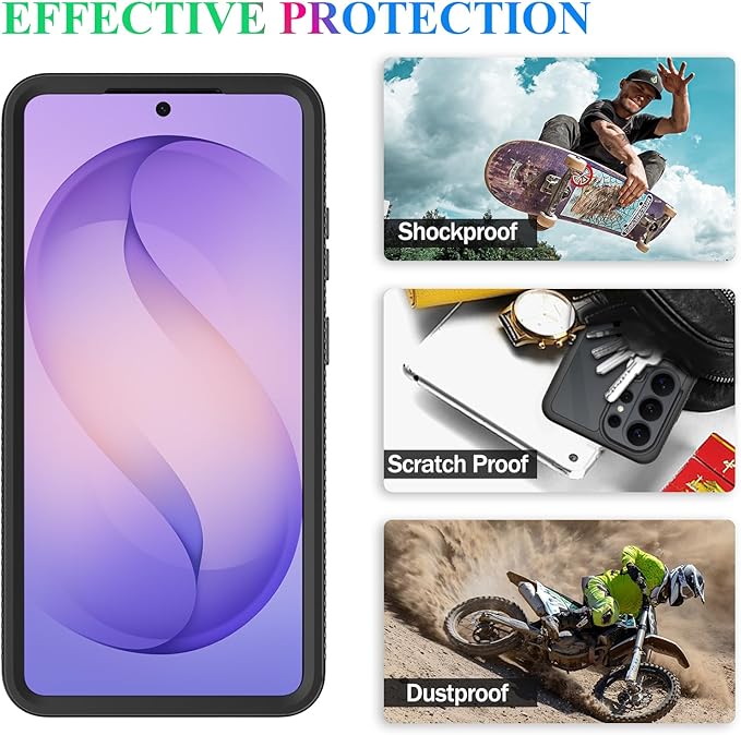 wahhle Compatible with Samsung Galaxy S26 Ultra Case, Magnetic Wireless Charging Built in Screen Protector Full Body Shockproof Slim Fit Bumper Protective Phone Cover, Black/Clear