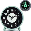Alarm Clock Luminous 4 "Round Silent Analog Table Clock Non-Ticking, Battery Operated with Loud Alarm and Night Light Small Desk Clock for Bedroom, Bedside Table