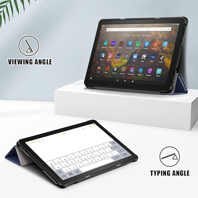 Case for Amazon Fire HD 10 Tablet 10.1" Inch Display (13th Generation, 2023 Released) - Lightweight Tri-fold Stand Cover Case + 1 Screen Protector and 1 Stylus (Navy Blue)