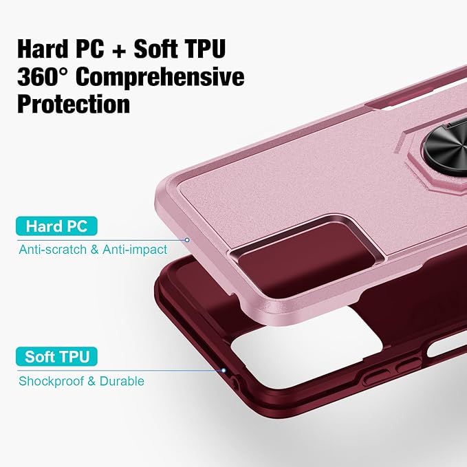 for Motorola Moto G Power 5G 2024 Case (XT2415V) [15 FT Military Grade Drop Protection] with 2X Tempered Glass Screen Protector, Heavy-Duty Shockproof Kickstand Case for Moto G Power 5G 2024 Pink