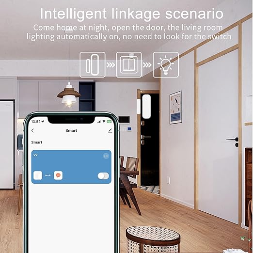 1-Pack Smart Door and Window Sensor, 2.4G WiFi Door Sensor, Tuya/Smart Life Contact Sensors for Home Security & Smart Home Automation, Compatible with Alexa Google Assistant