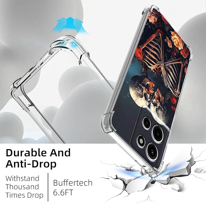for Moto G Stylus 5G 2025 Clear Phone Case, Lightweight Transparent TPU, Shockproof Four Corner Anti-Fall Case 6.8" for Moto G Stylus 5G 2025 with Screen Protector, Skulls Loves