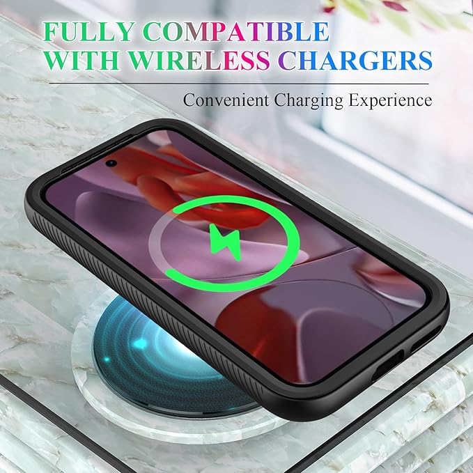 wahhle Compatible with Google Pixel 9A Case, Built in Screen Protector Full Body Shockproof Slim Fit Bumper Protective Phone Cover for Pixel 9A Men Women-Black/Clear
