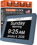 Robin Day Clock 2026 for Seniors, 8" Large Digital Calendar Dementia Clock with Talking Function, Alarms, Easy-to-Read Display for Elderly, Day Date Time, Medication Reminder, DST, Winter Blue