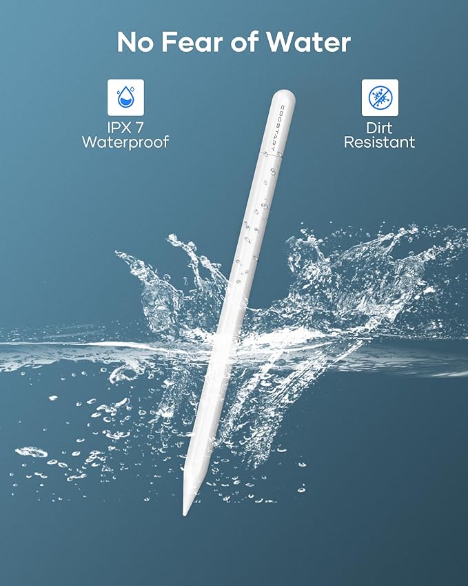 Stylus Pen for iPad 2018-2025, 5 Mins Ultra Fast Charge, Palm Rejection, Compatible with iPad 11th-6th Gen, iPad Pro 12.9"/11"/M4, Air 5/4/3/M2/M3, Mini 6/5 Gen, White