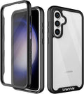 wahhle Compatible with Samsung Galaxy S24 FE Case, Built in Screen Protector Full Body Shockproof Slim Fit Bumper Protective Phone Cover for Galaxy S24 FE 5G Men Women-Black/Clear