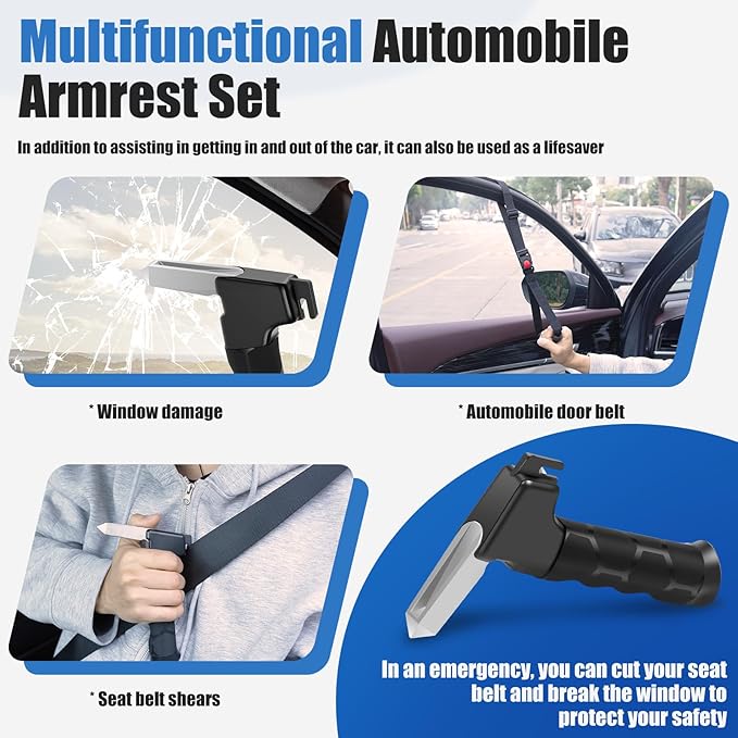 2PCS Car Door Handle for Elderly Disabled Car Handle Assist Mobility Aid 3 in 1 Assistance Support Portable Helping for Disability Handicapped(Black)