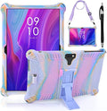 DETUOSI Feonal 10 inch Silicone Case with Shoulder Strap & Stylus Pen, Multi-Angle Stand Tablet Case, Soft Lightweight Cover for Winsing MTK 10 inch Tablet, ANTEMPER Touch, Rose Red & Purple