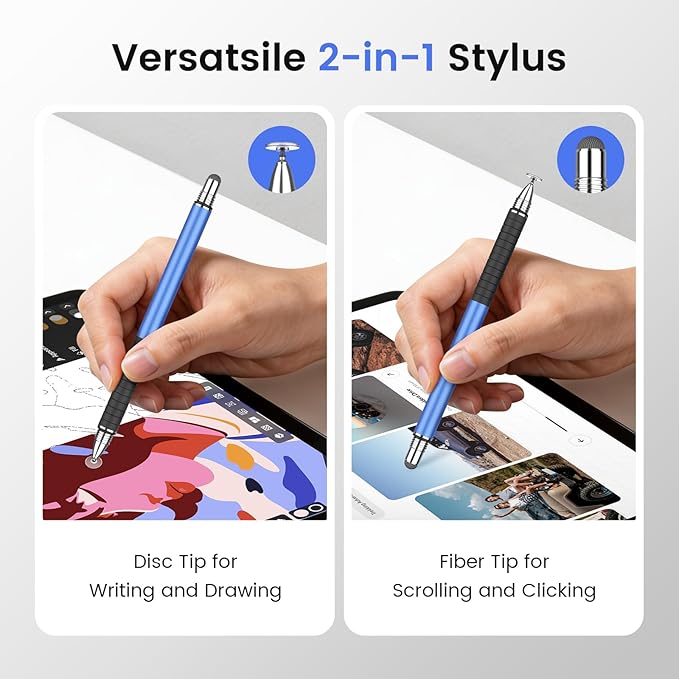 MEKO 6 Pcs Stylus Pen for Touchscreen, 2-in-1 High Sensitivity & Precision for Switch, iPad/iPhone/Samsung/Android Phones & Tablets, Skylight & More, All Touch Screen Devicess (Blue)