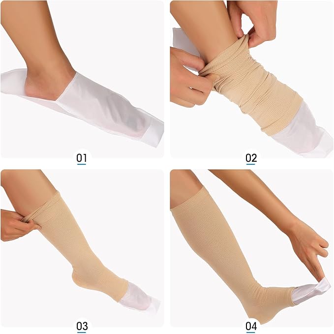 10 Pieces Easy Slide Open Toe Compression Sock Aid Slip Stocking Applicator Open Toe Compression Stockings for Assist Putting on for Elderly, Disabled, Pregnant Women or Men