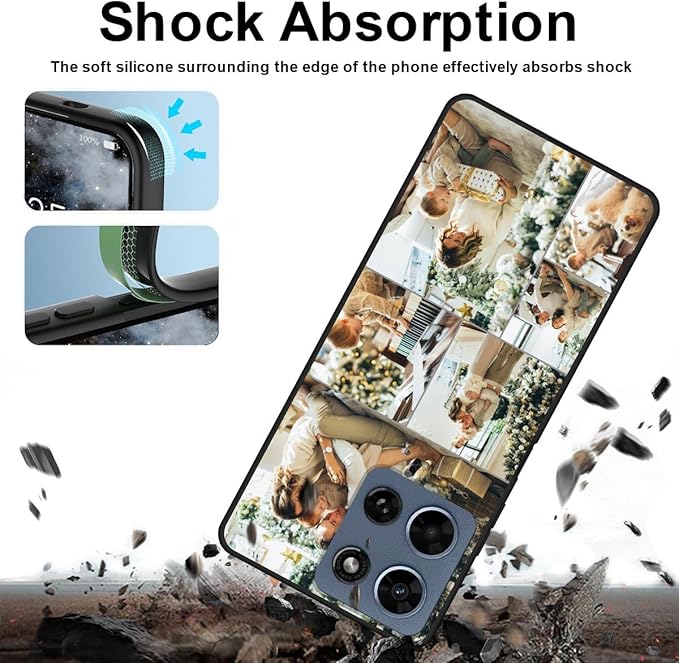 Design Your Own Case for Motorola Moto G Play 2026, Custom Personalized Photo Collage Text Cover, Customized Picture Shockproof Protective Soft Slim Silicone Case, Gift for Birthday, Black
