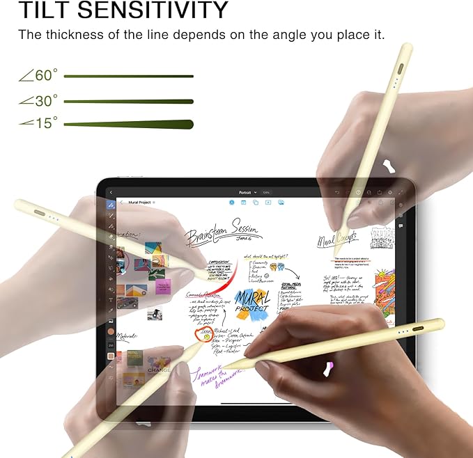 HATOKU Stylus Pen for iPad 2018-2026, 15 Mins Fast Charging Pencil 1st Gen with Tilt & Palm Rejection Digital Pens Stylus Pens for iPad 6-11, Air 3/4/5/M2/M3, Mini 5/6/7, Pro 11"/12.9"/M4 M5 (Yellow)