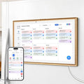 JSUSOU Magnetic Fridge Smart Digital Calendar 21.5" with FREE APP, Auto Sync Electronic Planner for Desk & Wall Touch Screen, Magnetic Refrigerator Mounted, Mothers Day Gifts for Mom, Teak Wood Grain