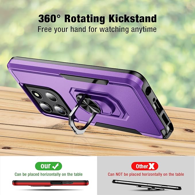 for Motorola Moto G Stylus 2026/2025 Case [15 FT Military Grade Drop Protection] with 2X Tempered Glass Screen Protector, Heavy-Duty Shockproof Magnetic Kickstand Case Purple
