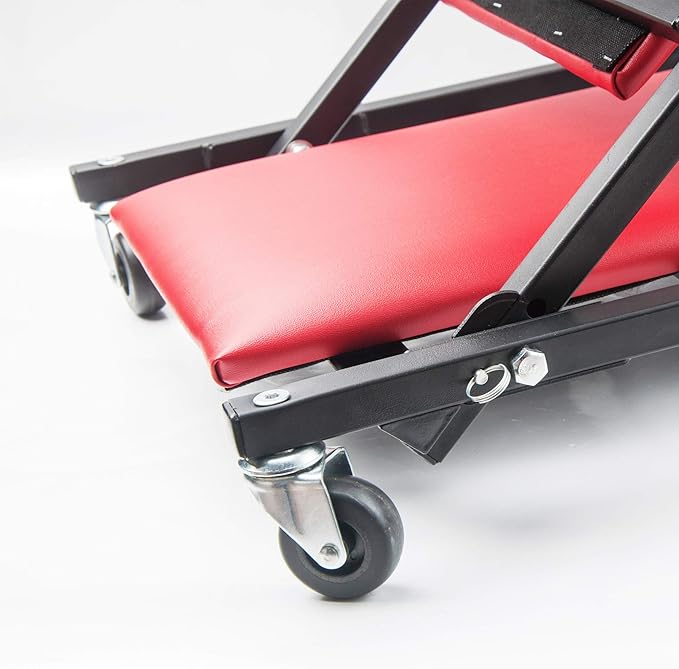 WINTOOLS 41" Foldable Heavy Duty Z Creeper Seat Rolling Chair Mechanics Garage 2 in 1 Work Bench