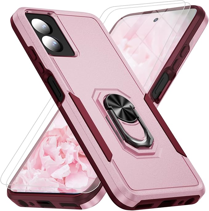for Motorola Moto G Power 5G 2024 Case (XT2415V) [15 FT Military Grade Drop Protection] with 2X Tempered Glass Screen Protector, Heavy-Duty Shockproof Kickstand Case for Moto G Power 5G 2024 Pink