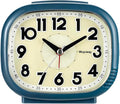 Vintage Retro Analog Alarm Clock, Battery Operated, Silent No Ticking, Glow in Dark Dial, Lighted on Demand and Snooze, Blue, 4.7" x 3.9" x 2.7"