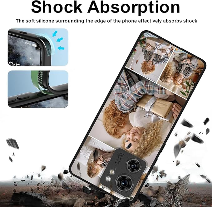 Custom Photo Case for Motorola Moto Edge 2023, Create Your Own Picture Collage Phone Case, Soft Drop Protection, Personalized Anti-Scratch TPU Soft Cover, Gifts for Family Friends, Black