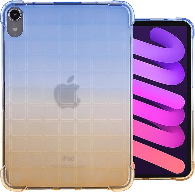 Dteck for iPad mini 8.3 Inch (A17 Pro/6th Generation) 2024/2021 Ultra Thin Translucent Back Cover, Lightweight Slim Soft TPU Case with Reinforced Corners, Protection Shock-Absorbing Shell, Blue Gold