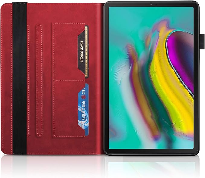 Case for Samsung Galaxy Tab S5e 10.5 2019 SM-T720/T725 Premium PU Leather Stand Flip Wallet Case Multiple Viewing Angles Lightweight Folio Cover with Card Pockets Stylus Loop Elastic Band - Red