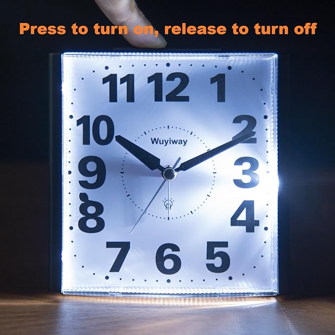 4.7" Large Analog Alarm Clock Bedroom, Battery Operated, Readable for Seniors,Lighted on Demand and Snooze, Beep Sounds, Gentle Wake, Ascending Alarm, Easy Set (Black)
