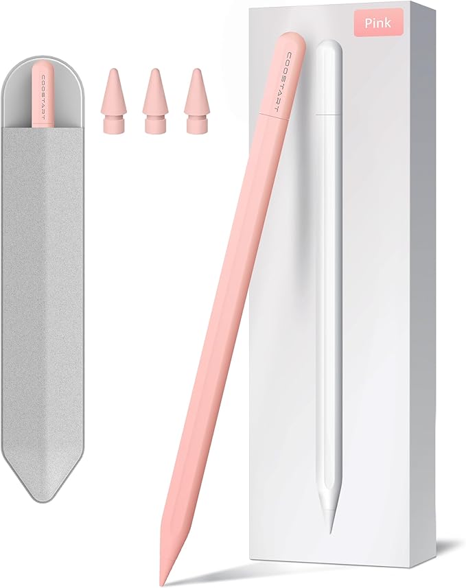 Stylus Pen for iPad 9th&10th Generation, 5 Mins Fast Charging Active Pencil Work for 2018-2024 iPad 6/7/8/9/10, Air 3/4/5, Mini 5/6, Pro 11"/12.9", Pink