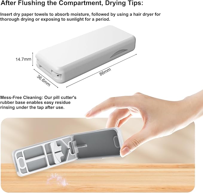 JEINAPA Pill Cutter with Auto Centering Device, Plastic Pill Splitter with 316L Stainless Blade, Genuine Leather Case, Professional Pill Splitter for Cutting Small Pills or Large Pills, White
