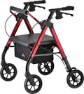 NOVA Star 8 Petite Heavy Duty Bariatric Rollator Walker, Large Padded Seat, 450lb Capacity, 8” Rugged All-Terrain Wheels, Easy-Grip Locking Hand Brakes, Fold Lock, Height Adjustable, Red