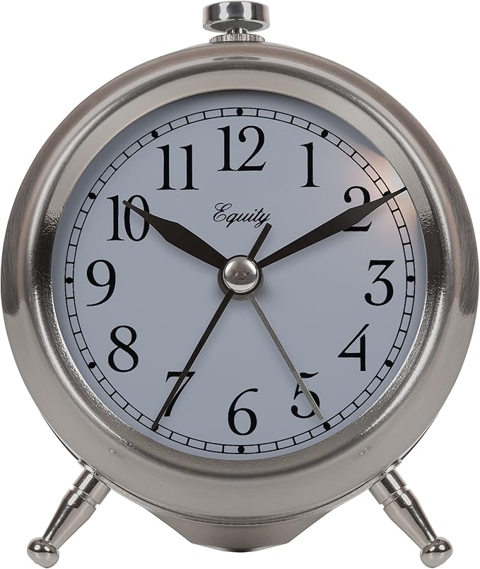 Equity 25655 Small Silver Metal Alarm Clock