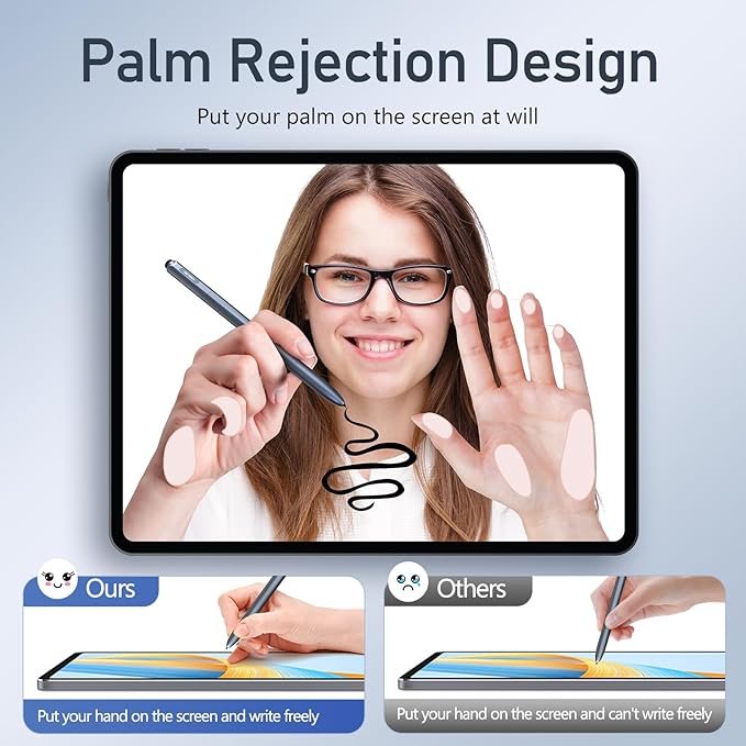 IP151 EMR Stylus Pen with Digital Eraser + 3 Replacement Tips | 4096 Pressure Level Sensitivity&Palm Rejection, Compatible with Remarkable/Kindle Scribe/Wacom Tablets/Samsung/Boox EMR Devices