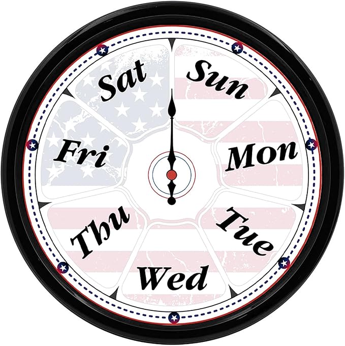 Retirement Gifts for Men, Day of The Week Clock, Funny Grandpa Gifts, Day Clocks for Seniors Grandparents Patriotic Living Room Decor