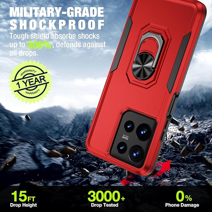 for Motorola Moto G Power 2026/2025 Case [15 FT Military Grade Drop Protection] with 2X Tempered Glass Screen Protector, Heavy-Duty Shockproof Kickstand Case Red