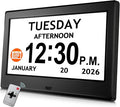 7'' Digital Clock, Dementia Clock With Date And Time, 10 Reminders, 6 Alarms, Auto-Dimming, Auto DST, Remote Control, Large Display Alarm Clock For Seniors, Gifts For People With Dementia, Alzheimers