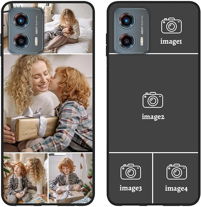 Custom Photo Case for Motorola Moto G 5G 2023, Create Your Own Picture Collage Phone Case, Soft Drop Protection, Personalized Anti-Scratch TPU Soft Cover, Gifts for Family Friends, Black