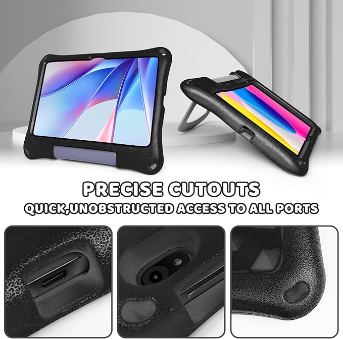 Case for Onn 10.1 Inch Tablet (2024 Model) Gen 4 - Shockproof Lightweight Protective EVA Kids Kickstand Cover Case + 1 Stylus (Black)