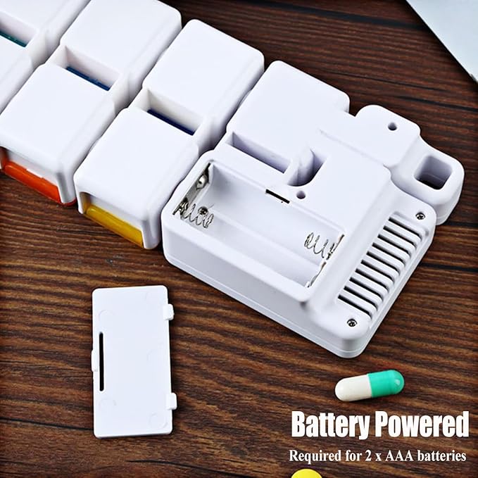 7 Days Pill Dispenser Organizer with Reminder Alarm,Daily Medicine Dispenser,Portable Weekly Pill Box,Travel Vitamins Fish Oils Small Supplements Medicine Box Case (Black)