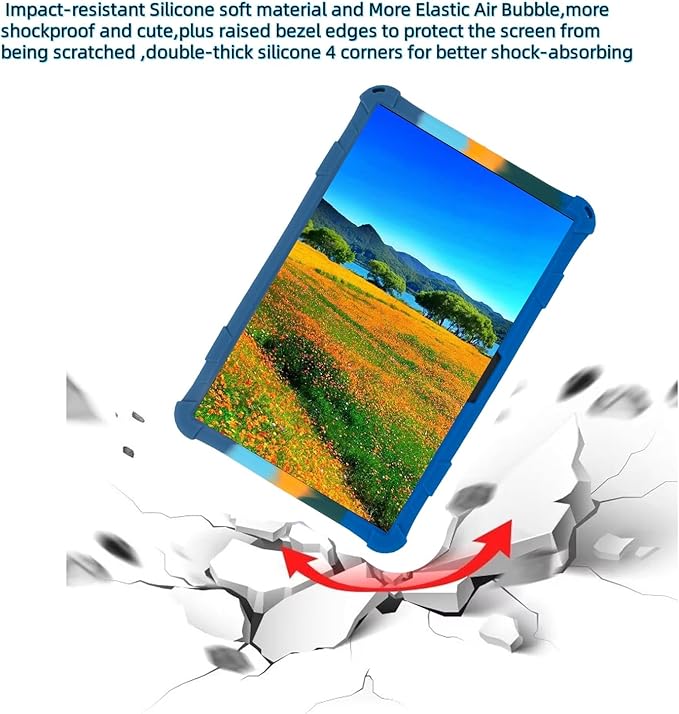 Silicone Tablet Case 360 Rotating Stand/Handle and Shoulder Strap Stylus Pen Soft Cover Compatible with COLORROOM/TUOHAITIME/JIKOCXN/WXUNJA C5 11 inch Deepblue