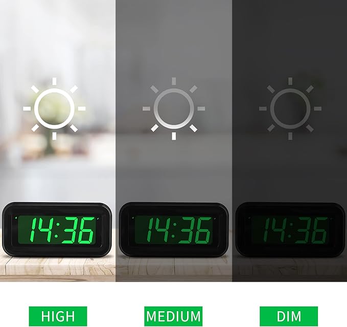 KWANWA 1.2 Inch Small Digital Alarm Clock, Green LED Display with Adjustable Brightness & Night Mode, Battery Operated Portable Desk Clock, for Bedroom, Travel, Kids, Wall Mount (Snooze, 12/24H)