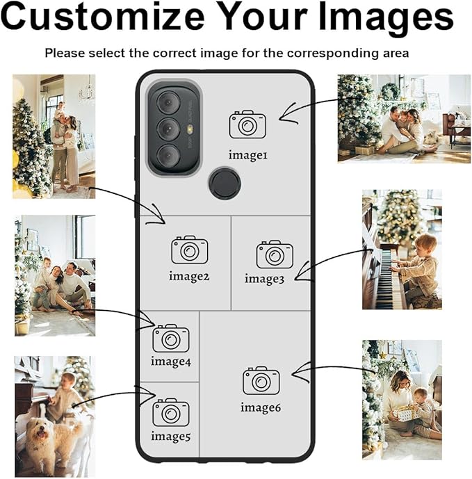 Design Your Own Case for Motorola Moto G Power 2022, Custom Personalized Photo Collage Text Cover, Customized Picture Shockproof Protective Soft Slim Silicone Case, Gift for Birthday, Black