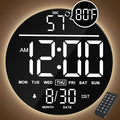 JALL 10" Large Digital Wall Clock with Seconds, Alarm Countdown Timer, Big LED Display, RGB Color, DST, Temperature, Mounted for Bedroom Living Room Office Classroom Gym, Xmas Birthday Gift, White
