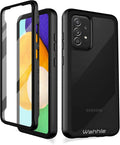wahhle Compatible with Samsung Galaxy A52 Case, Built in Screen Protector Full Body Shockproof Slim Fit Bumper Protective Phone Cover for Samsung A52S & A52 4G/5G Men Women-Black/Clear