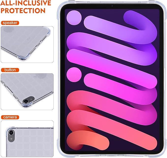 Dteck for iPad Mini 8.3 Inch (A17 Pro/6th Generation) 2024/2021 Model Ultra Thin Transparent Back Cover, Lightweight Slim Soft TPU Case with Reinforced Corners, Protection Shock-absorbing Shell, Clear