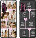 Personalized Photo Case for Motorola Moto Edge Plus 2020 6.7 inch, Thin Slim Soft Rubber Black Phone Cover, Custom Picture Collage Pink Heart Cute Case for Women Girl, Gift for Birthday Anniversary