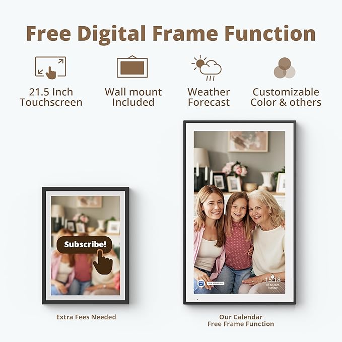 Dragon Touch 21.5" Digital Calendar Chore Chart – 1080P Full HD Interactive Touchscreen, Smart Family Planner, Hearth Display Digital Calendar Wall & Desk Mountable for Seamless Scheduling