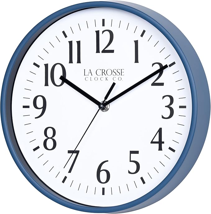 La Crosse Clock 404-3025NB 10 Inch Navy Blue Basics Analog Quartz Wall Clock